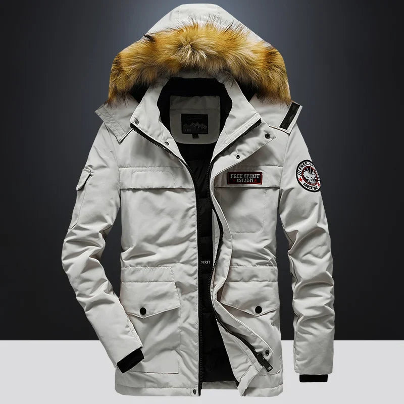 Men's Insulated Arctic Parka Hooded Full-Zip Warm Winter Outdoor Jacket