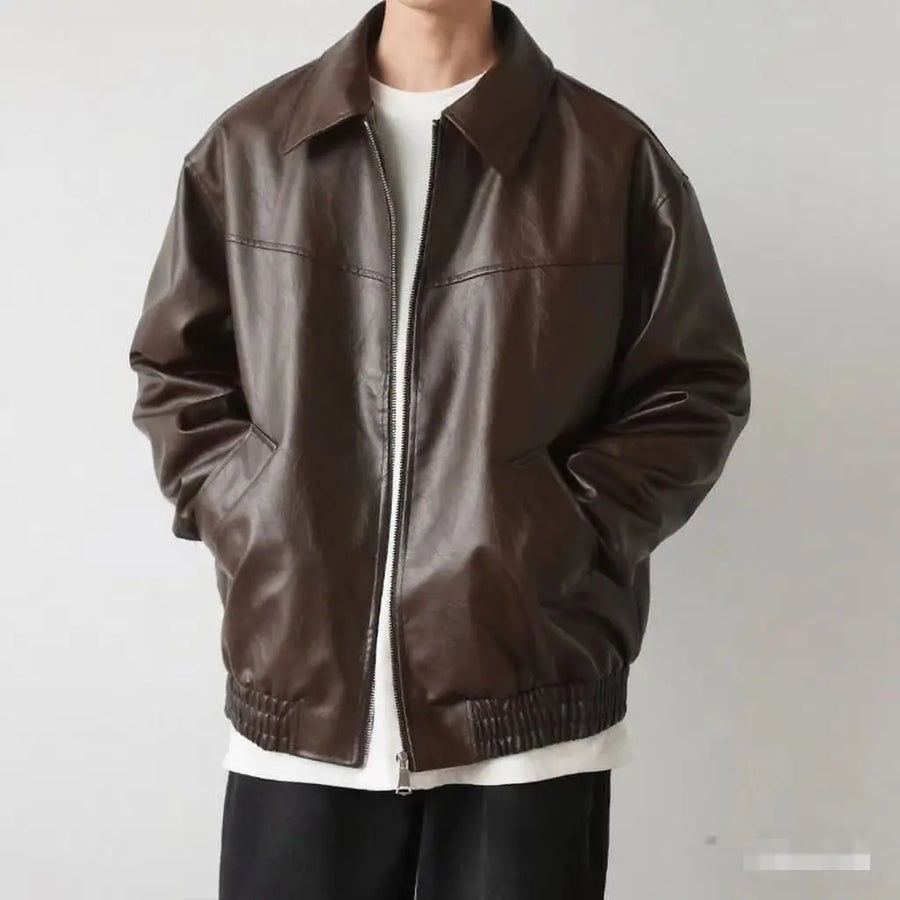 Men's Casual Motorcycle Jacket Slim Fit Zip Closure Biker Style Everyday