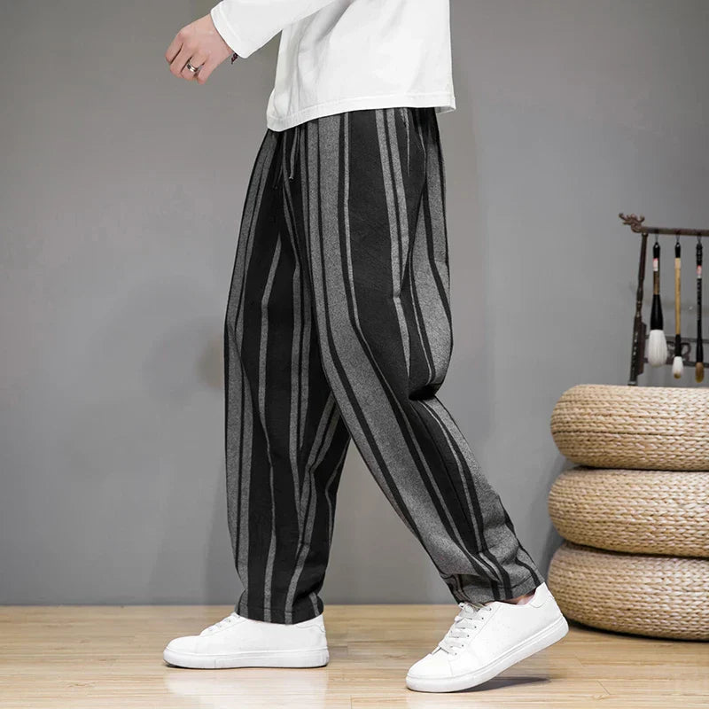 Men's Cropped Striped Trousers