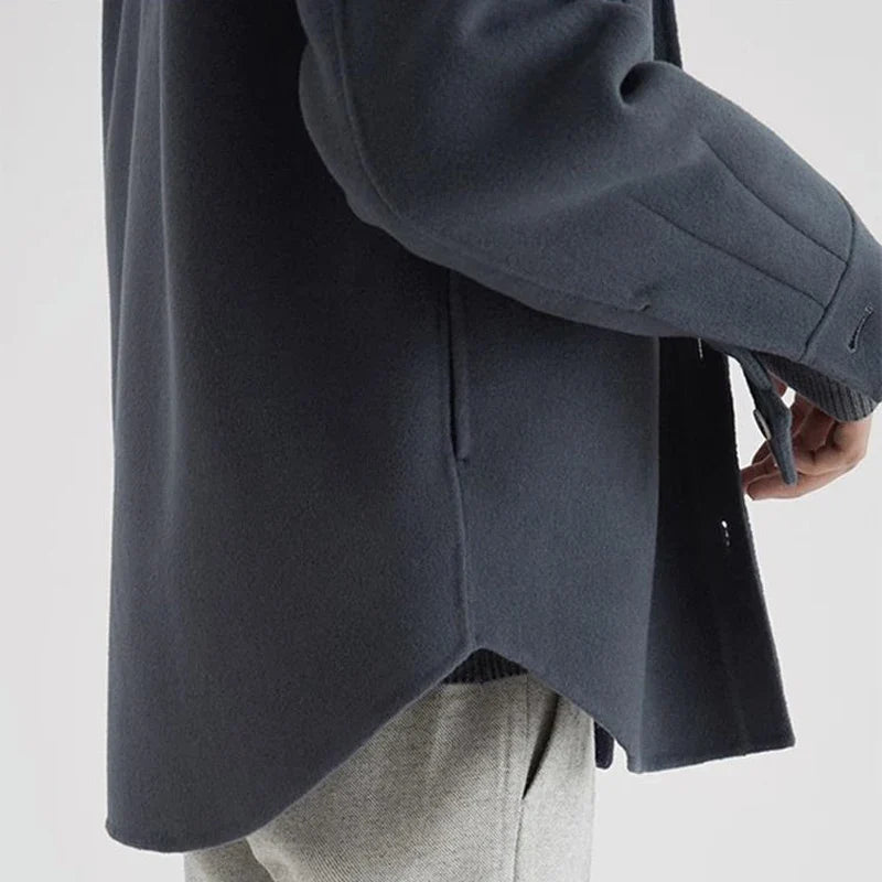 Men's Casual Wool Jacket Button Closure Classic Fit Layering Everyday
