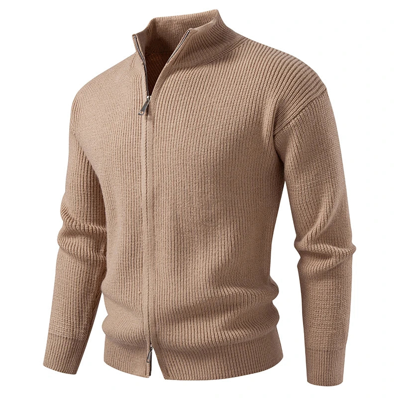 Men's Textured Zip Cardigan Relaxed Fit Long Sleeve Casual Layering