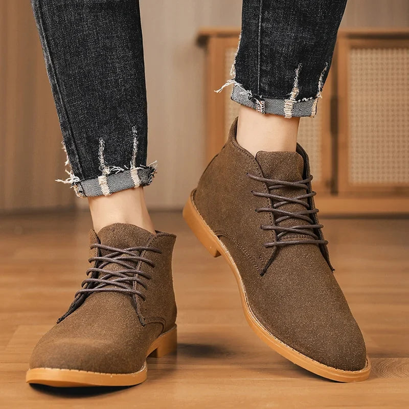 Men's Suede Chukka Boots Casual Lace-Up Ankle Height Versatile Everyday