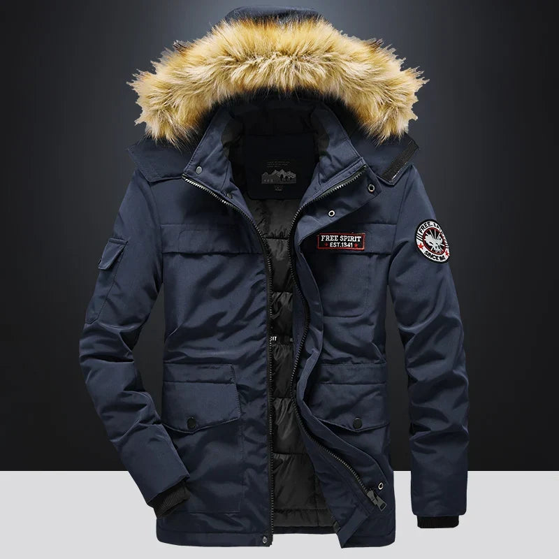 Men's Insulated Arctic Parka Hooded Full-Zip Warm Winter Outdoor Jacket