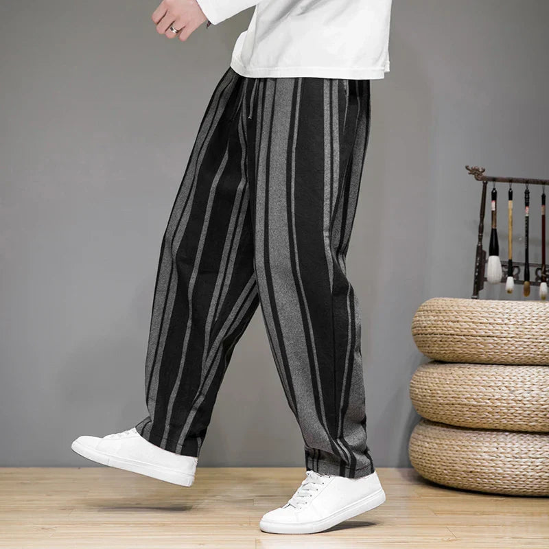 Men's Cropped Striped Trousers