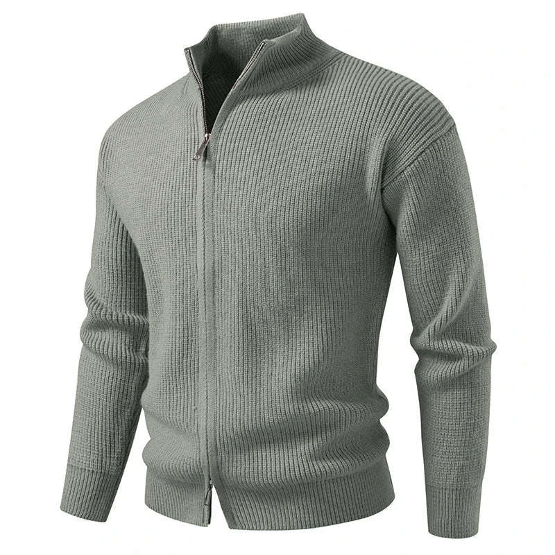 Men's Textured Zip Cardigan Relaxed Fit Long Sleeve Casual Layering