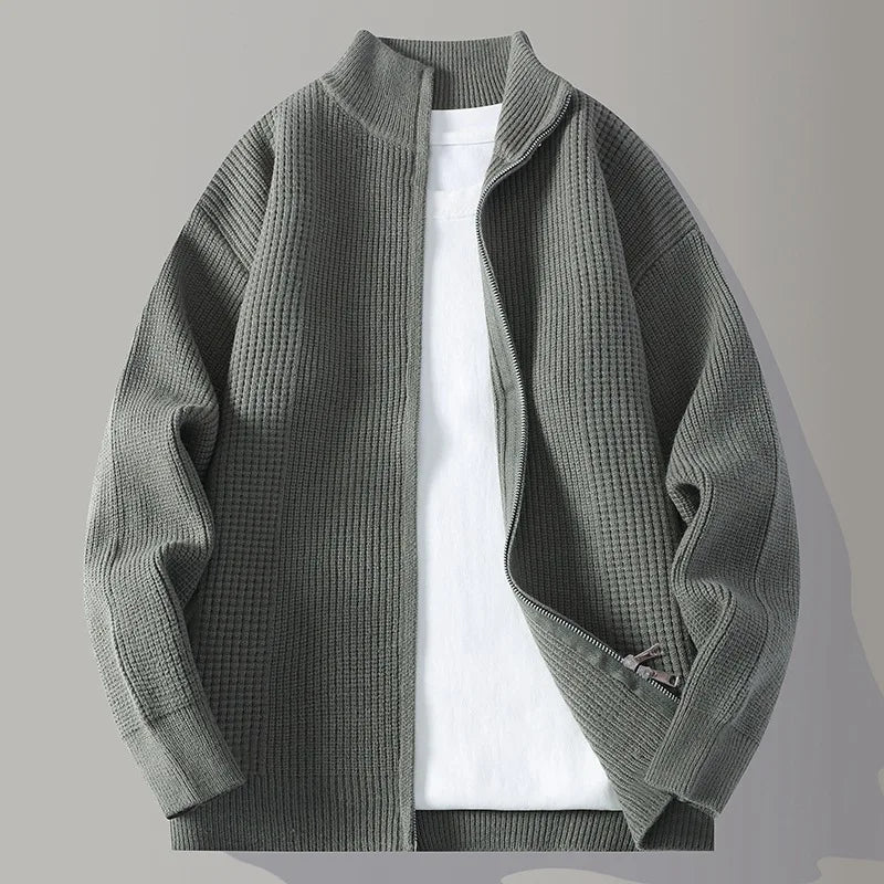 Men's Casual Waffle Knit Sweater Long Sleeve Crew Neck Relaxed Fit Everyday
