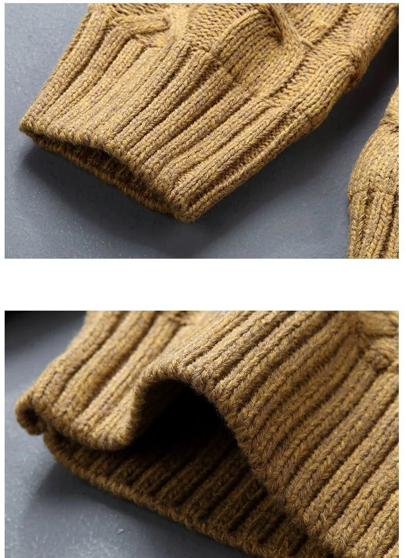 Men's Cable Knit Sweater Relaxed Fit Long Sleeve Crew Neck Casual Everyday
