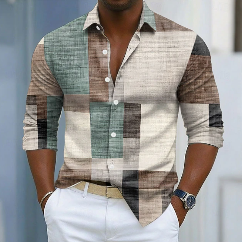 Men's Stylish Color Block Shirt | Casual