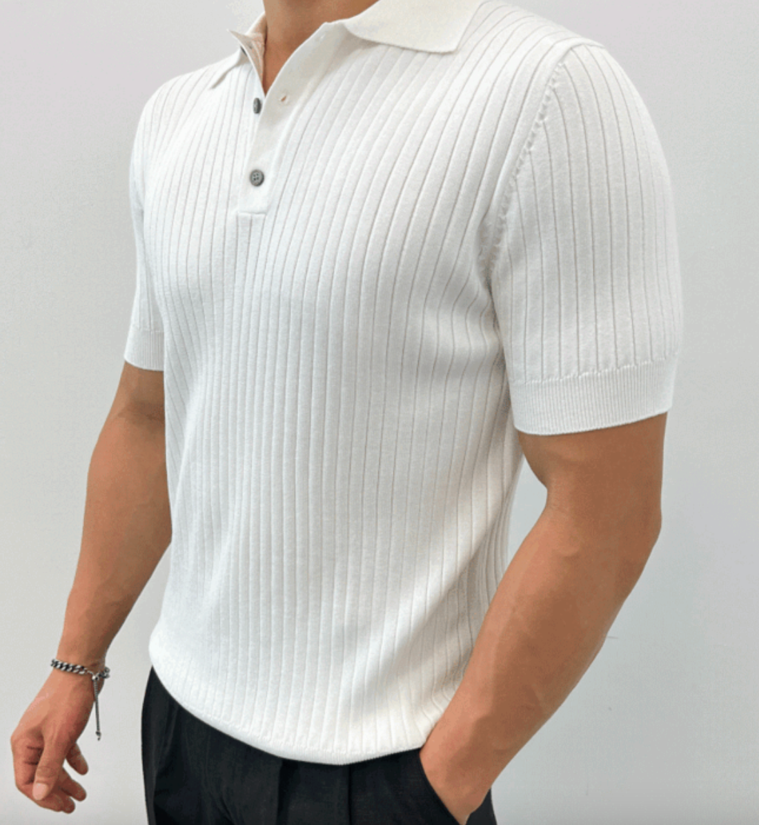 Men’s Casual Ribbed Polo | Stylish