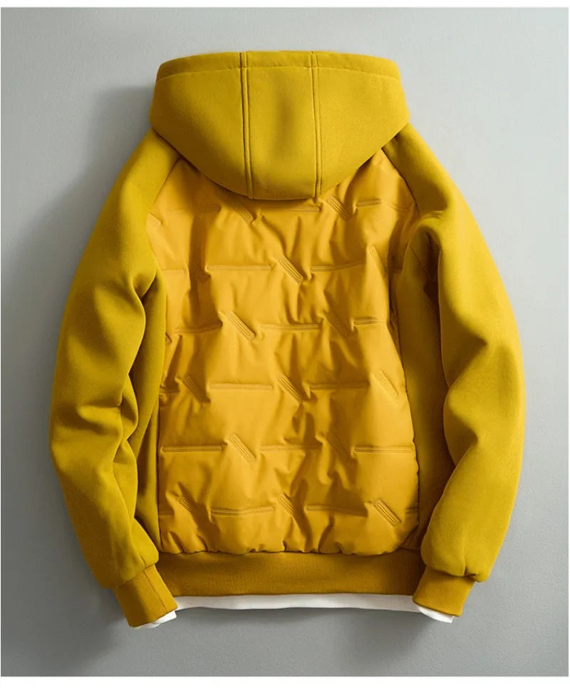 Men's Quilted Jacket Waterproof Design Full-Zip Closure Outdoor Casual