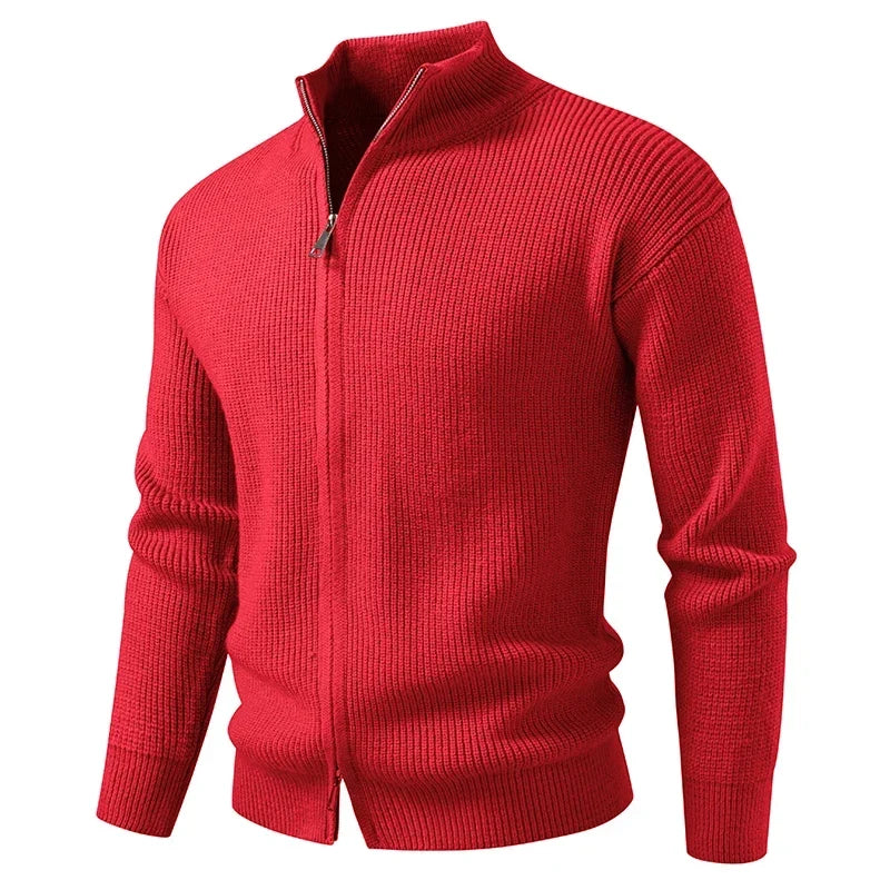Men's Textured Zip Cardigan Relaxed Fit Long Sleeve Casual Layering