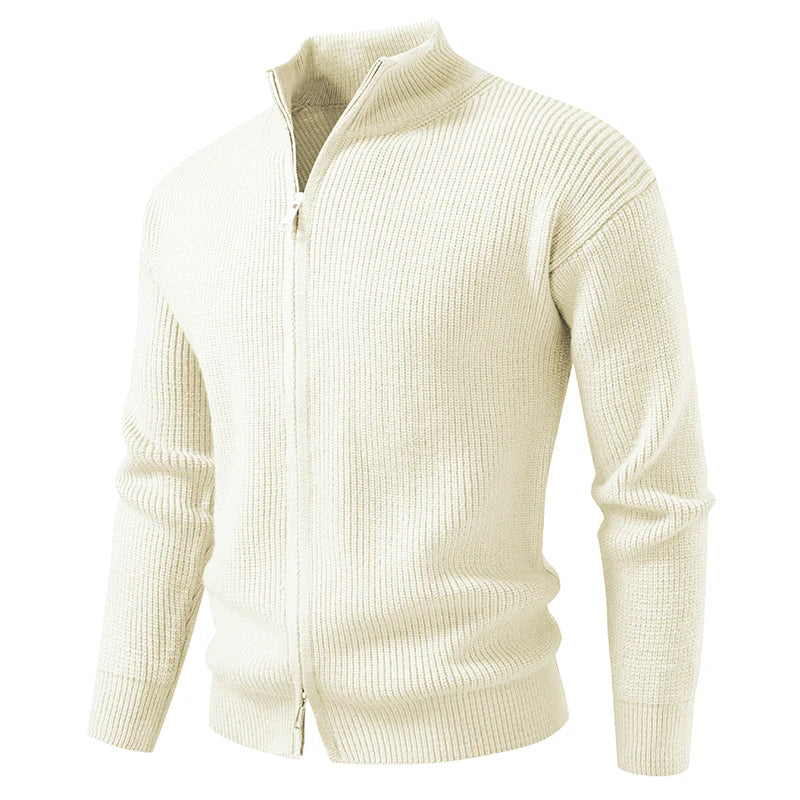 Men's Textured Zip Cardigan Relaxed Fit Long Sleeve Casual Layering