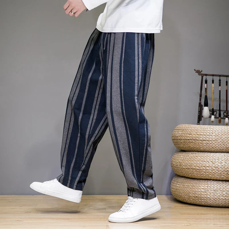 Men's Cropped Striped Trousers