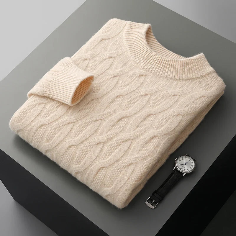 Men's Cable Knit Sweater Crew Neck Long Sleeve Casual Everyday Wear