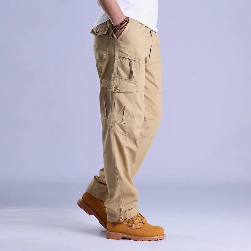 Men's Cargo Trousers Relaxed Fit Multi-Pocket Utility Style Casual Wear