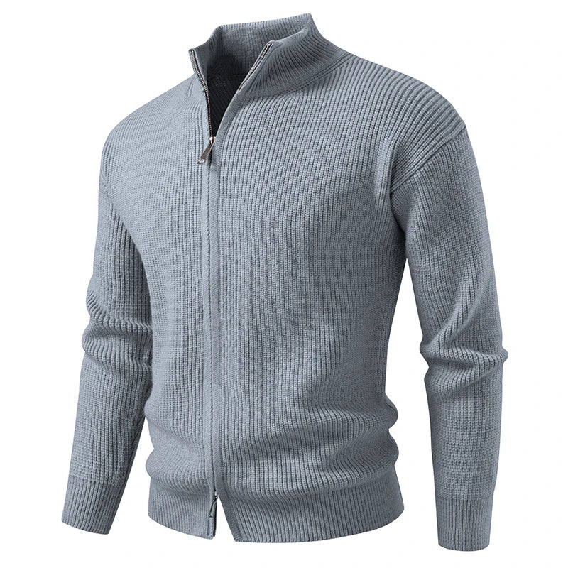 Men's Textured Zip Cardigan Relaxed Fit Long Sleeve Casual Layering