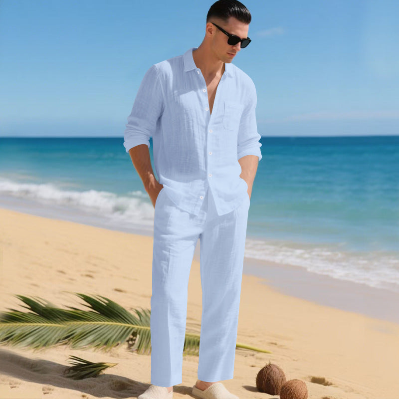 Men's Two-Piece Set Shirt & Trousers Matching Elegant Smart-Casual Casual Everyday Holiday Outfit Co-Ord Brayden