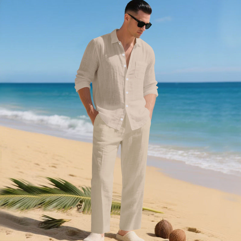 Men's Two-Piece Set Shirt & Trousers Matching Elegant Smart-Casual Casual Everyday Holiday Outfit Co-Ord Brayden