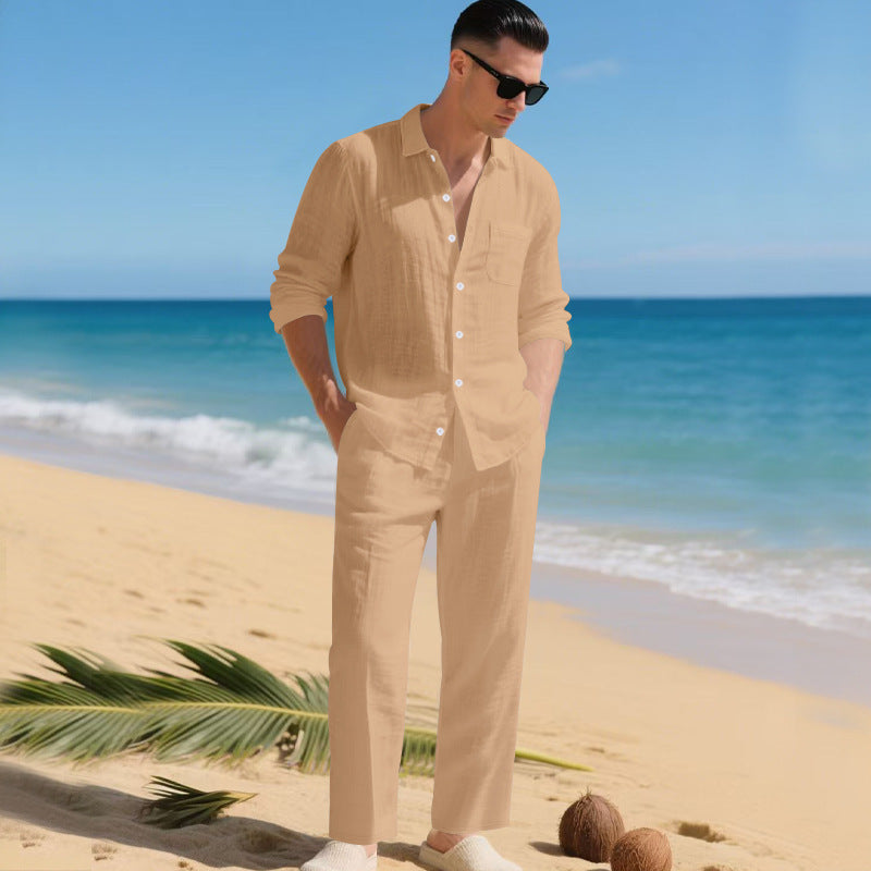 Men's Two-Piece Set Shirt & Trousers Matching Elegant Smart-Casual Casual Everyday Holiday Outfit Co-Ord Brayden