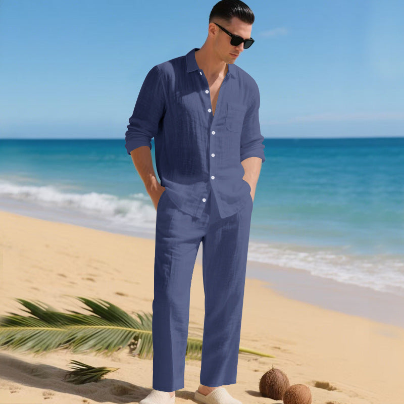 Men's Two-Piece Set Shirt & Trousers Matching Elegant Smart-Casual Casual Everyday Holiday Outfit Co-Ord Brayden