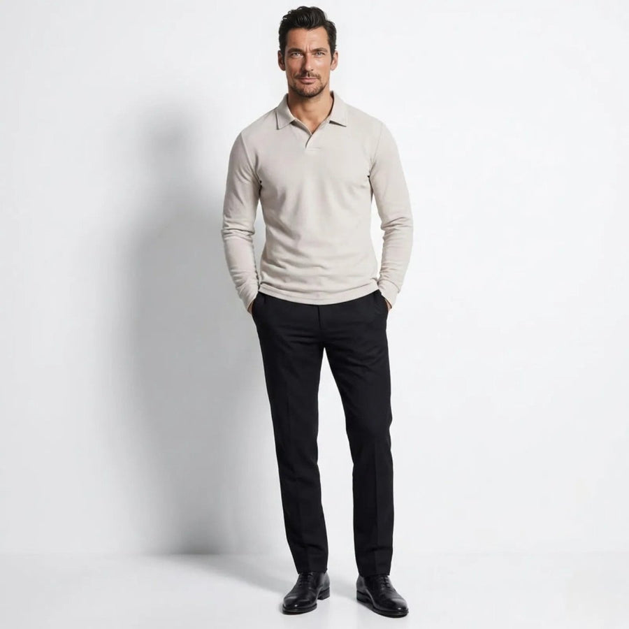 Men's Long Sleeve Polo Shirt Classic Fit Collared Casual Everyday Wear