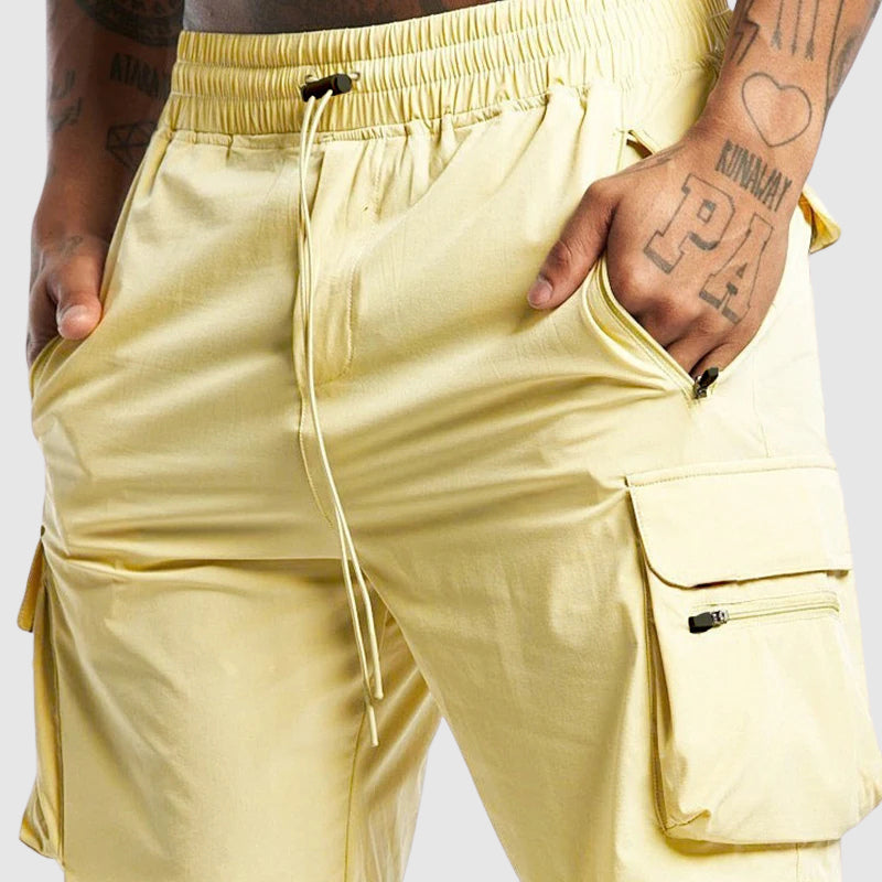 Men's Drawstring Zip Pockets Cargo Shorts