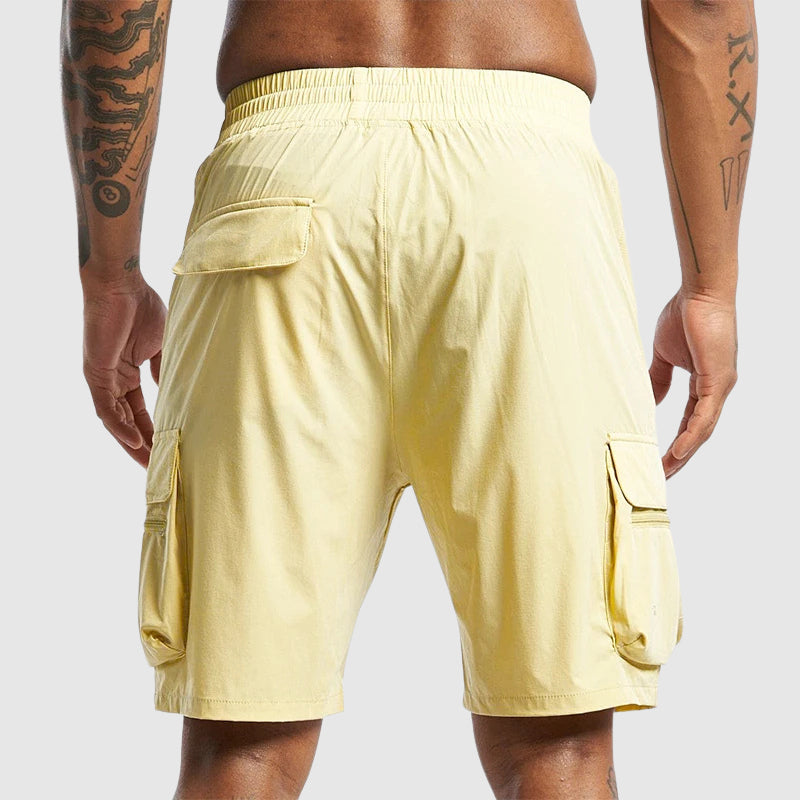 Men's Drawstring Zip Pockets Cargo Shorts