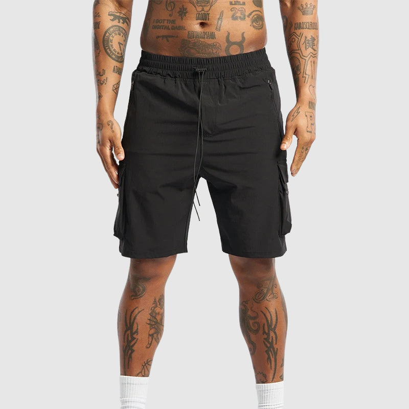 Men's Drawstring Zip Pockets Cargo Shorts