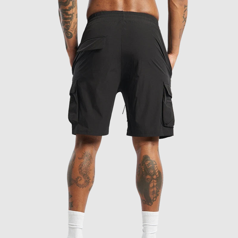 Men's Drawstring Zip Pockets Cargo Shorts