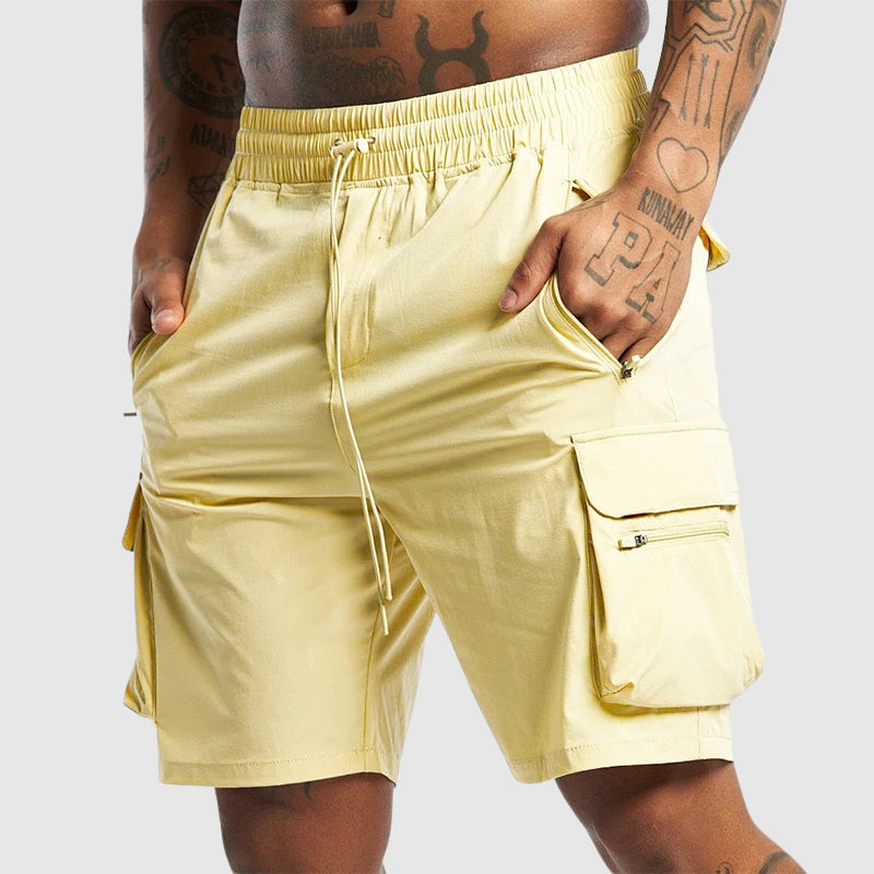 Men's Drawstring Zip Pockets Cargo Shorts