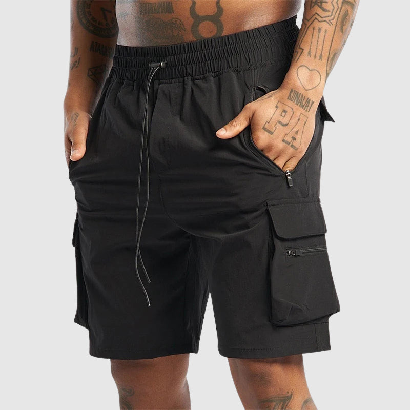 Men's Drawstring Zip Pockets Cargo Shorts