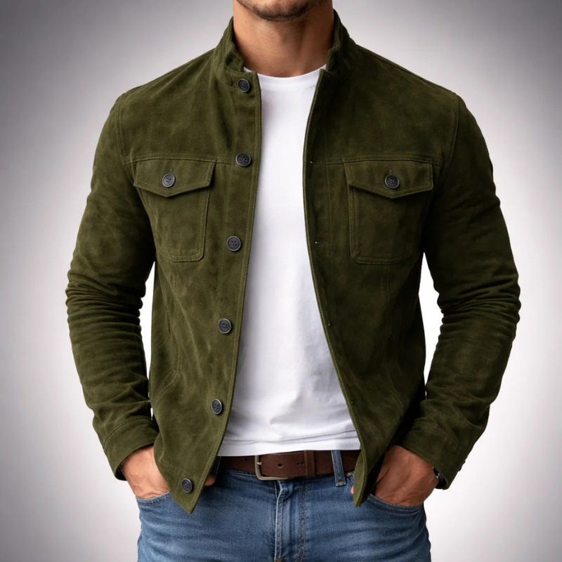 Men's Military Overshirt Flap Pockets Relaxed Fit Button-Up Casual Everyday