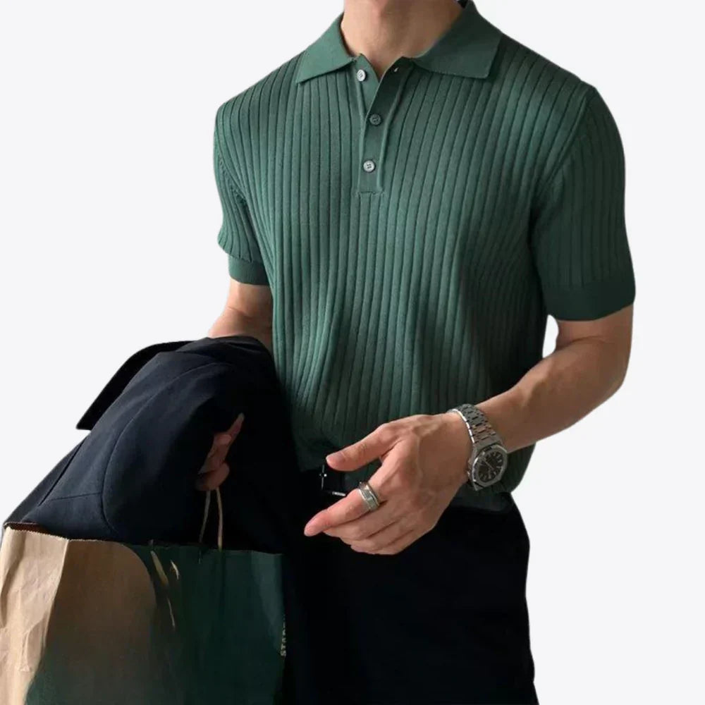 Men’s Casual Ribbed Polo | Stylish