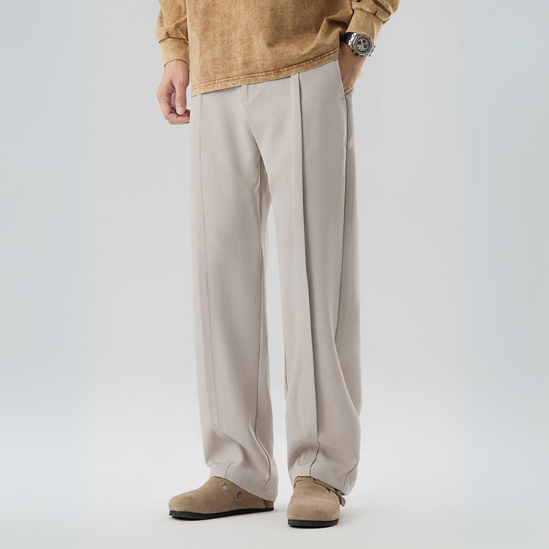 Men's Wide Leg Pleated Trousers