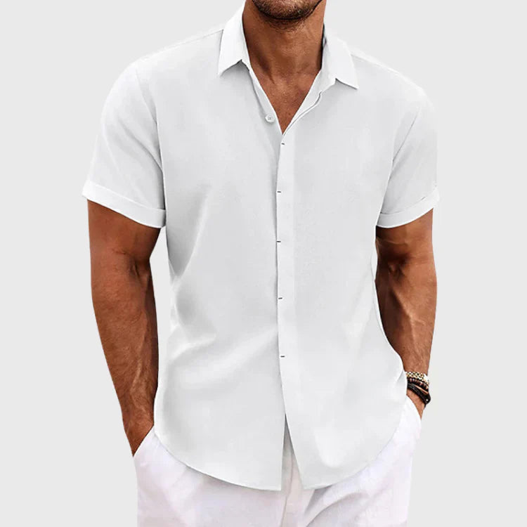 Men’s Textured Point Collar Short Sleeve Button Down Shirt | Casual