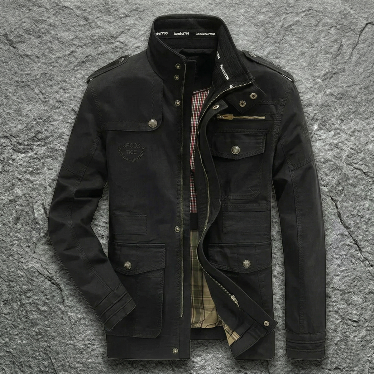 Men's Field Jacket Utility Design Versatile Fit Layered Outdoor Style