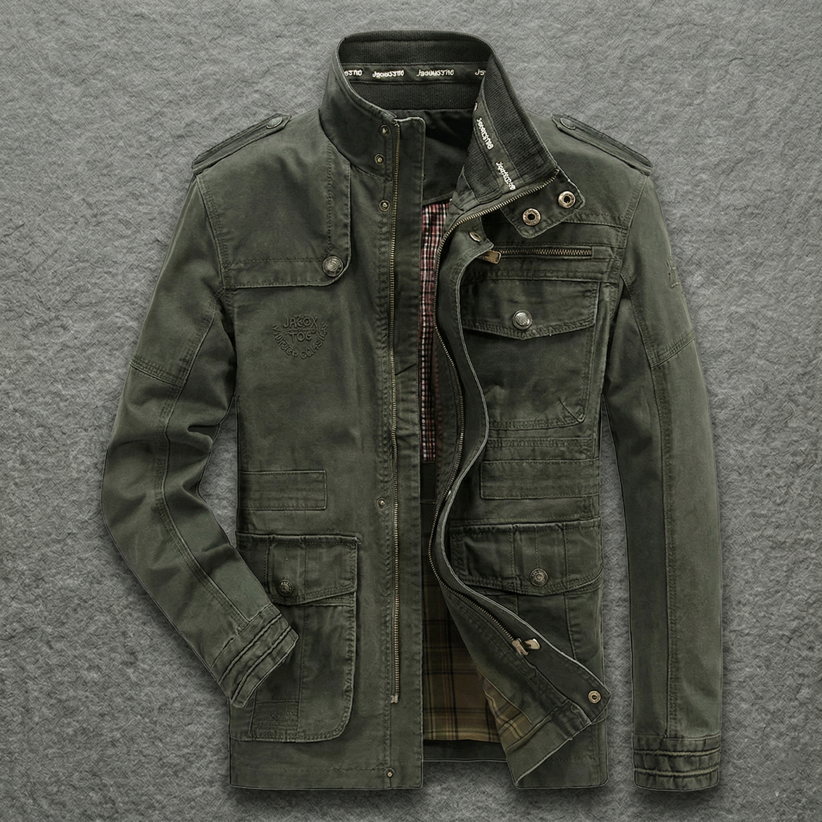 Men's Field Jacket Utility Design Versatile Fit Layered Outdoor Style