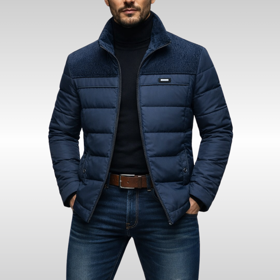Men's Quilted Jacket Relaxed Fit Long Sleeve Zip Closure Casual Outdoor