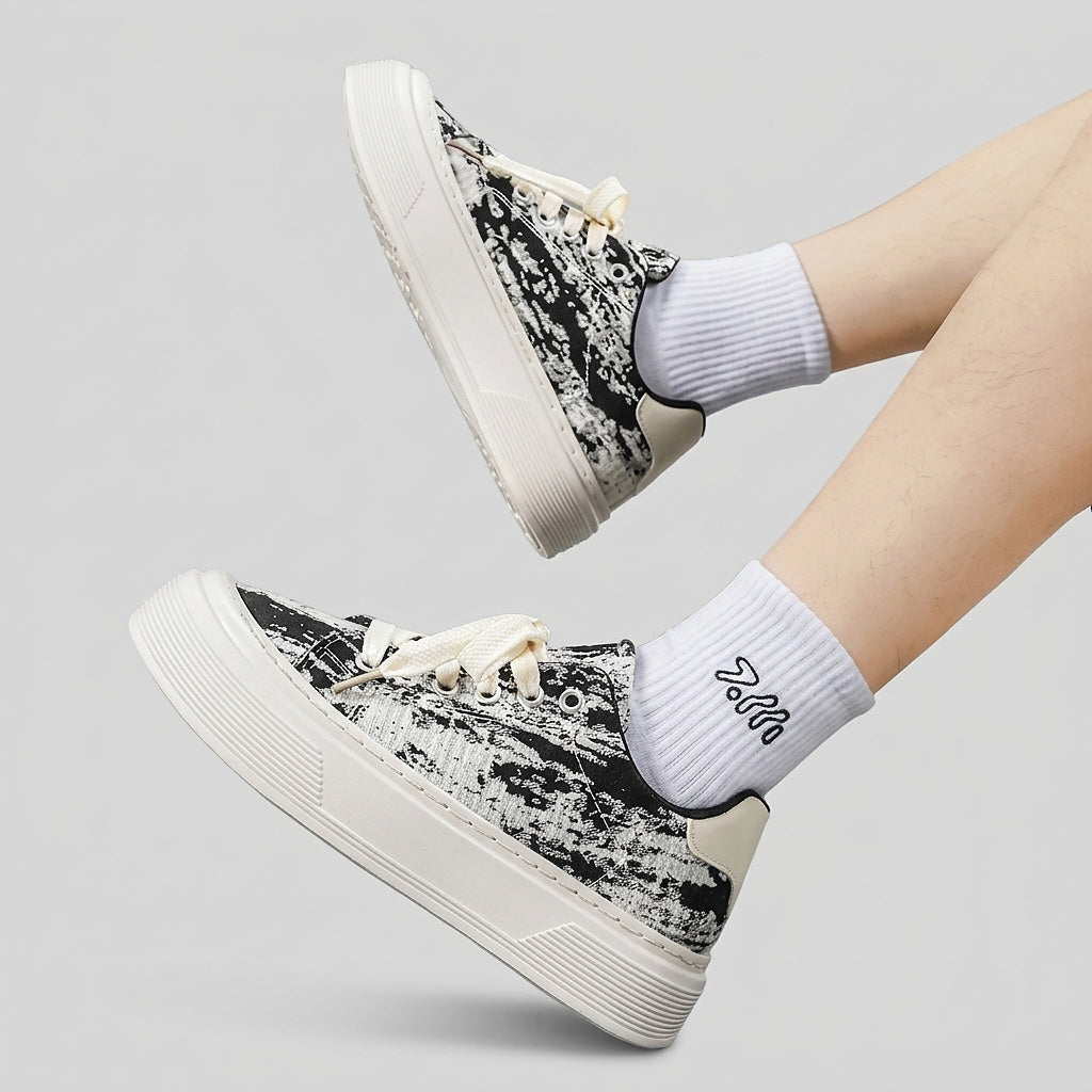 Men’s Platform Canvas Sneakers with Patterned Print