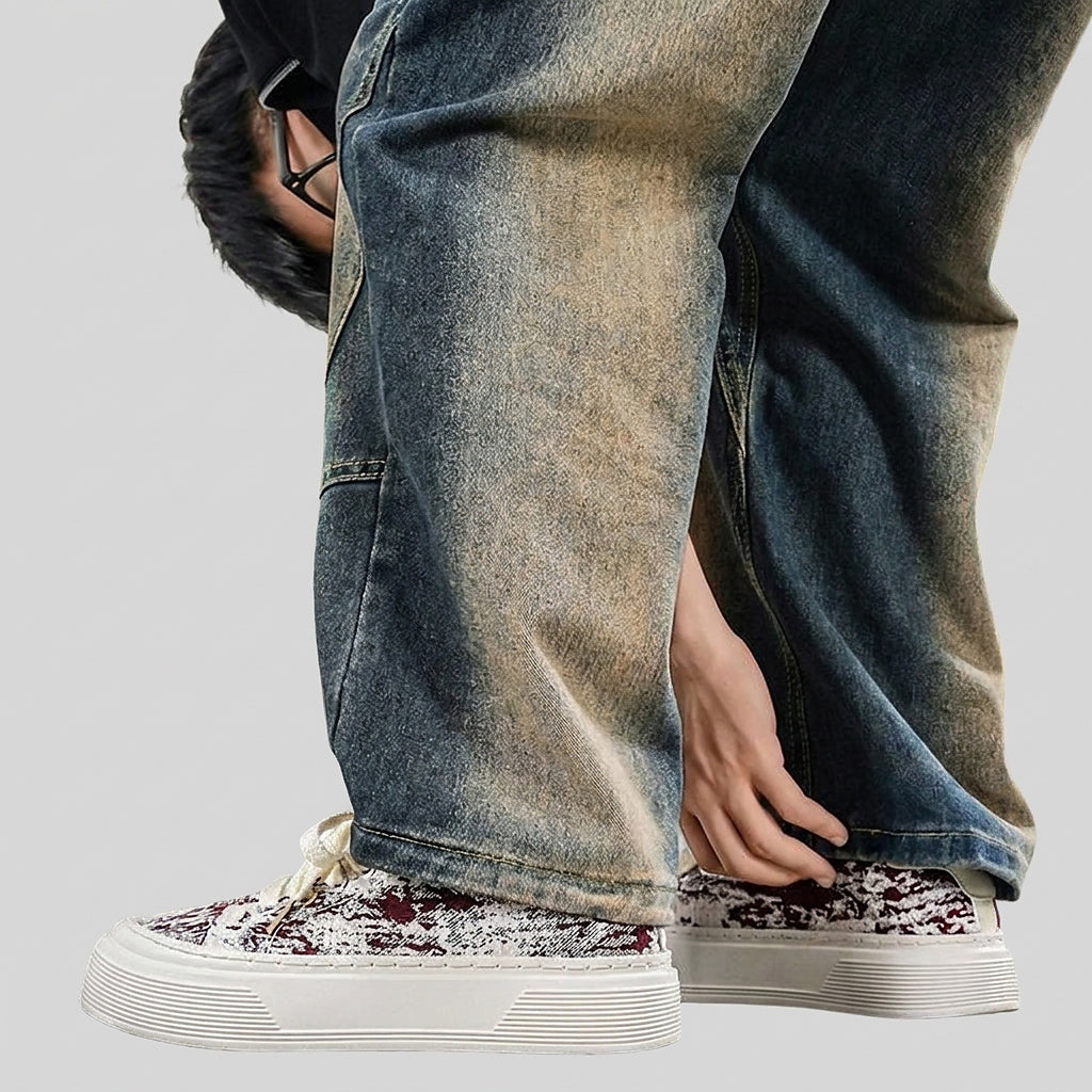 Men’s Platform Canvas Sneakers with Patterned Print
