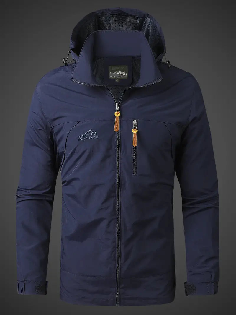 Men's All-Weather Hooded Jacket Relaxed Fit Full-Zip Casual Outdoor