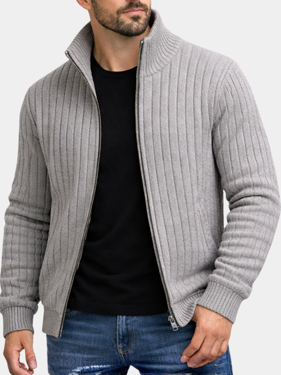 Men's Elegant Zip Cardigan Classic Fit Long Sleeve Casual Layering