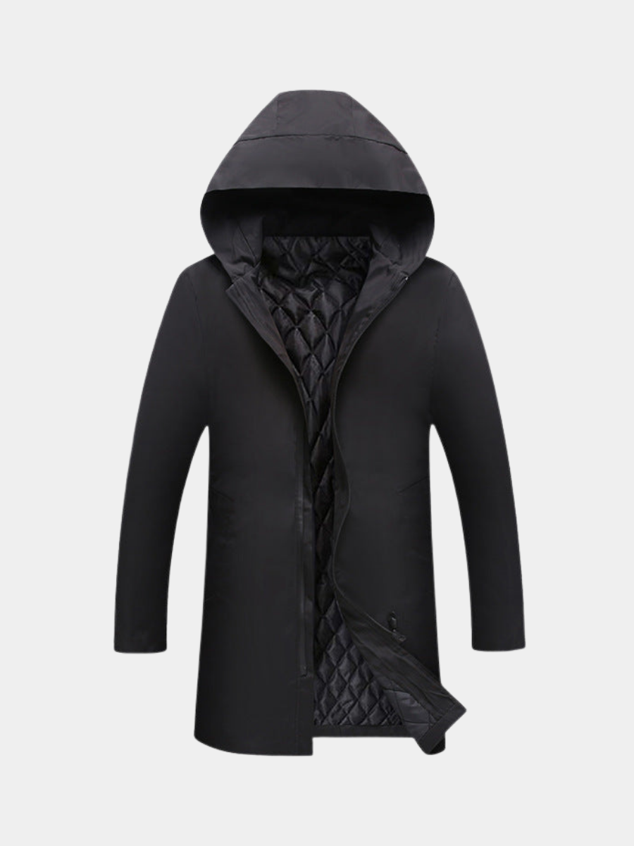 Men's Insulated Winter Coat Full-Zip Hooded Warmth Outdoor Casual