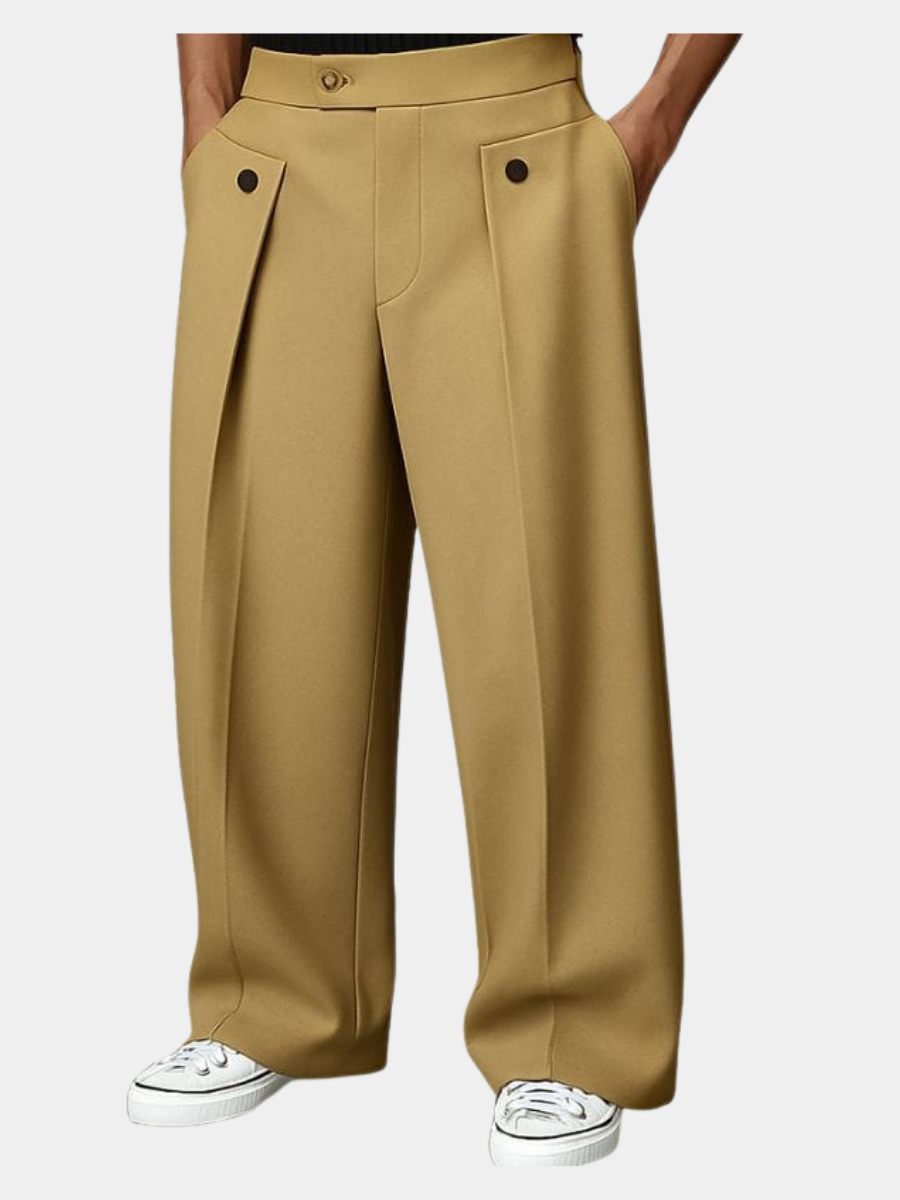 Men's Wide-Leg Trousers Relaxed Fit Stylish Casual Everyday Wear