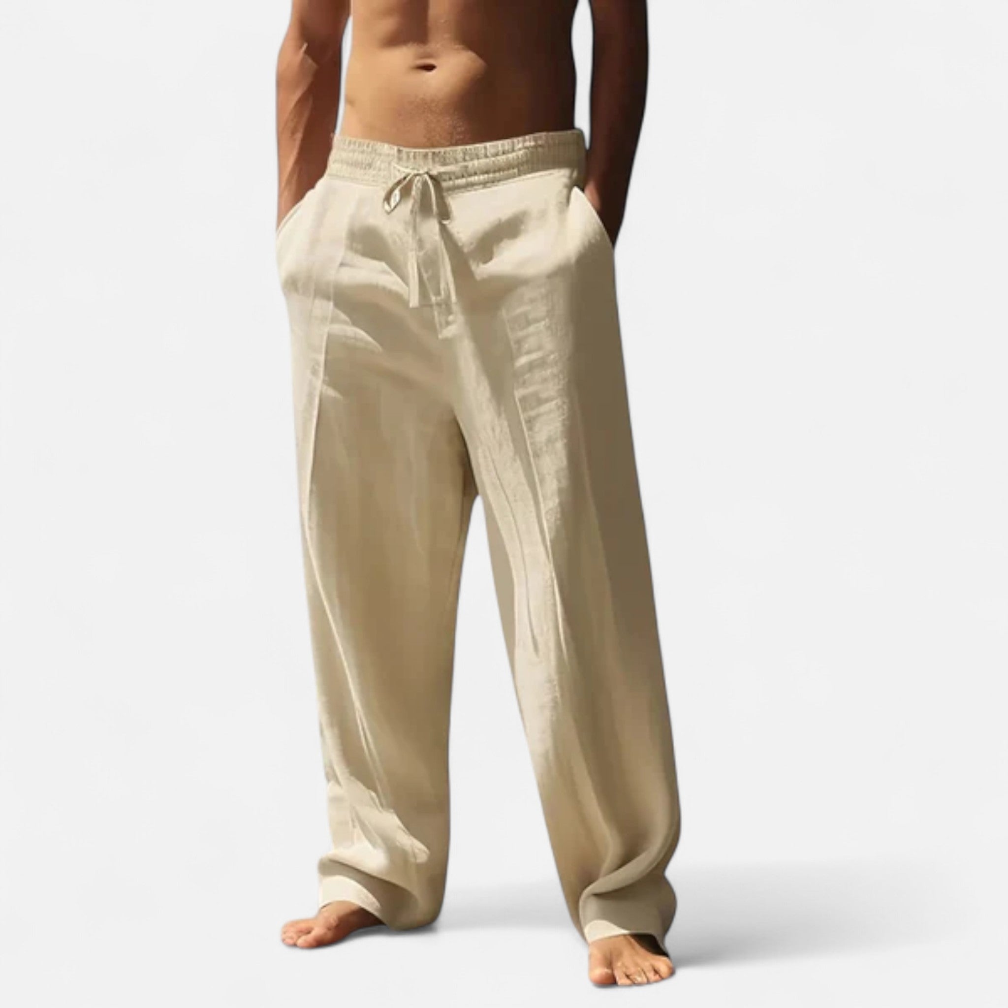 Men's Relaxed Drawstring Linen Trousers