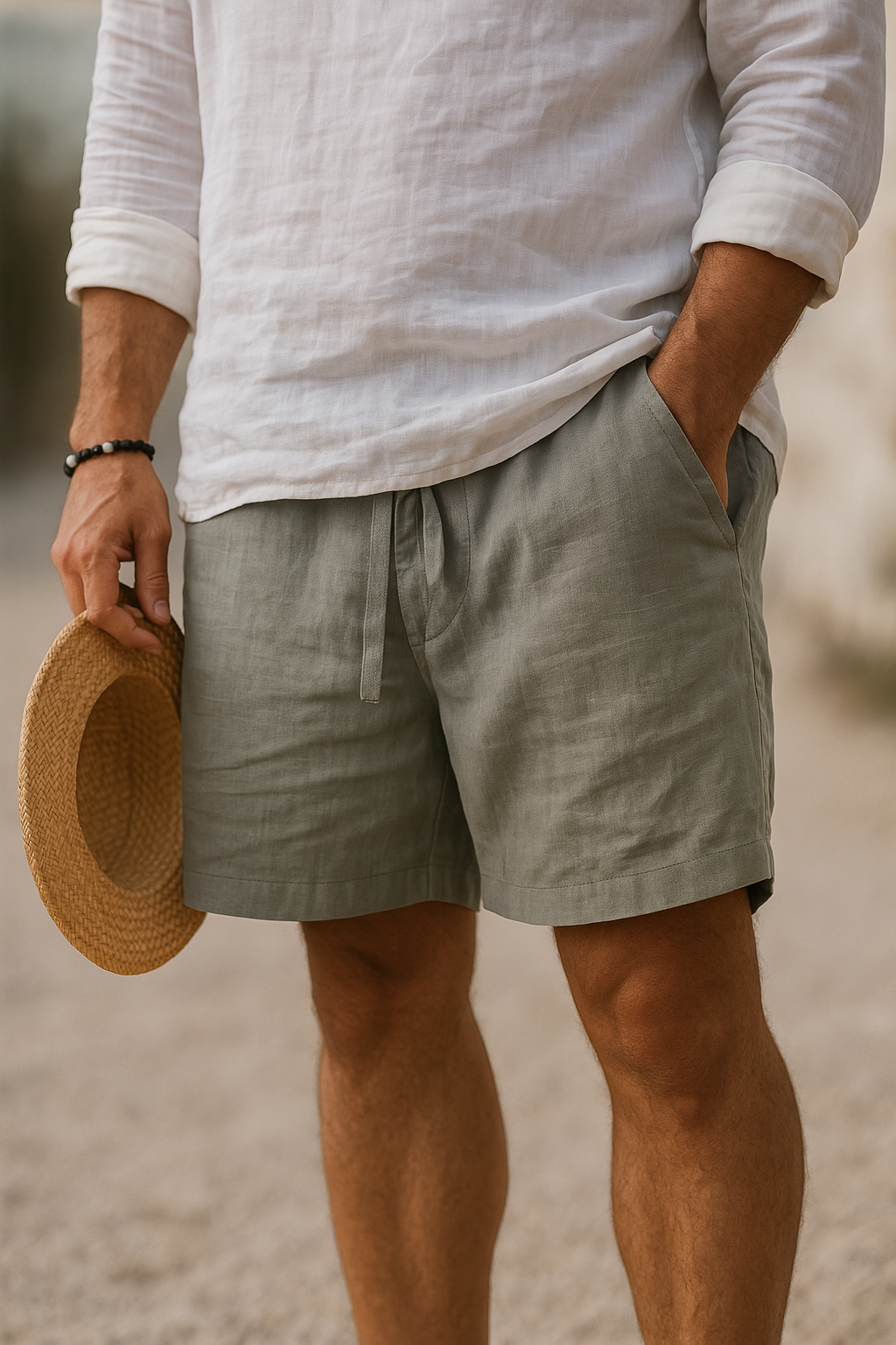 Men’s Casual Cotton-Linen Shorts | Relaxed Fit Trousers