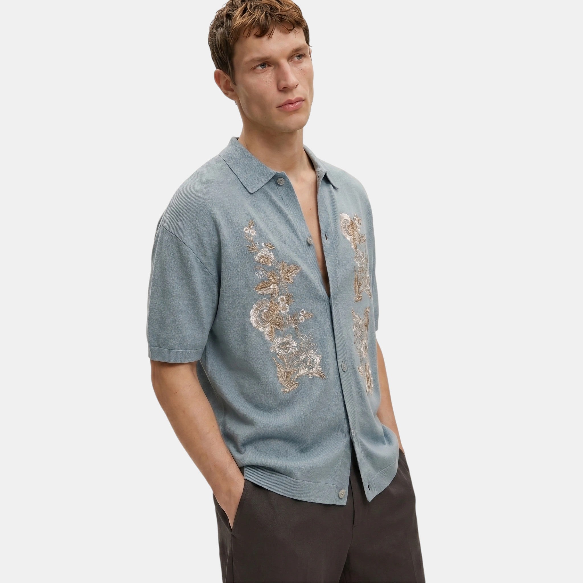 Men's Knit Polo Cardigan