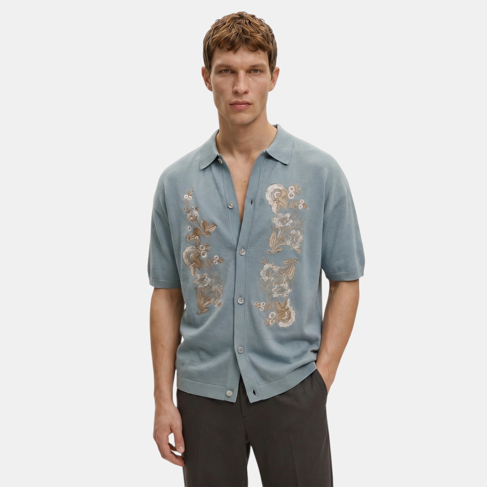 Men's Knit Polo Cardigan