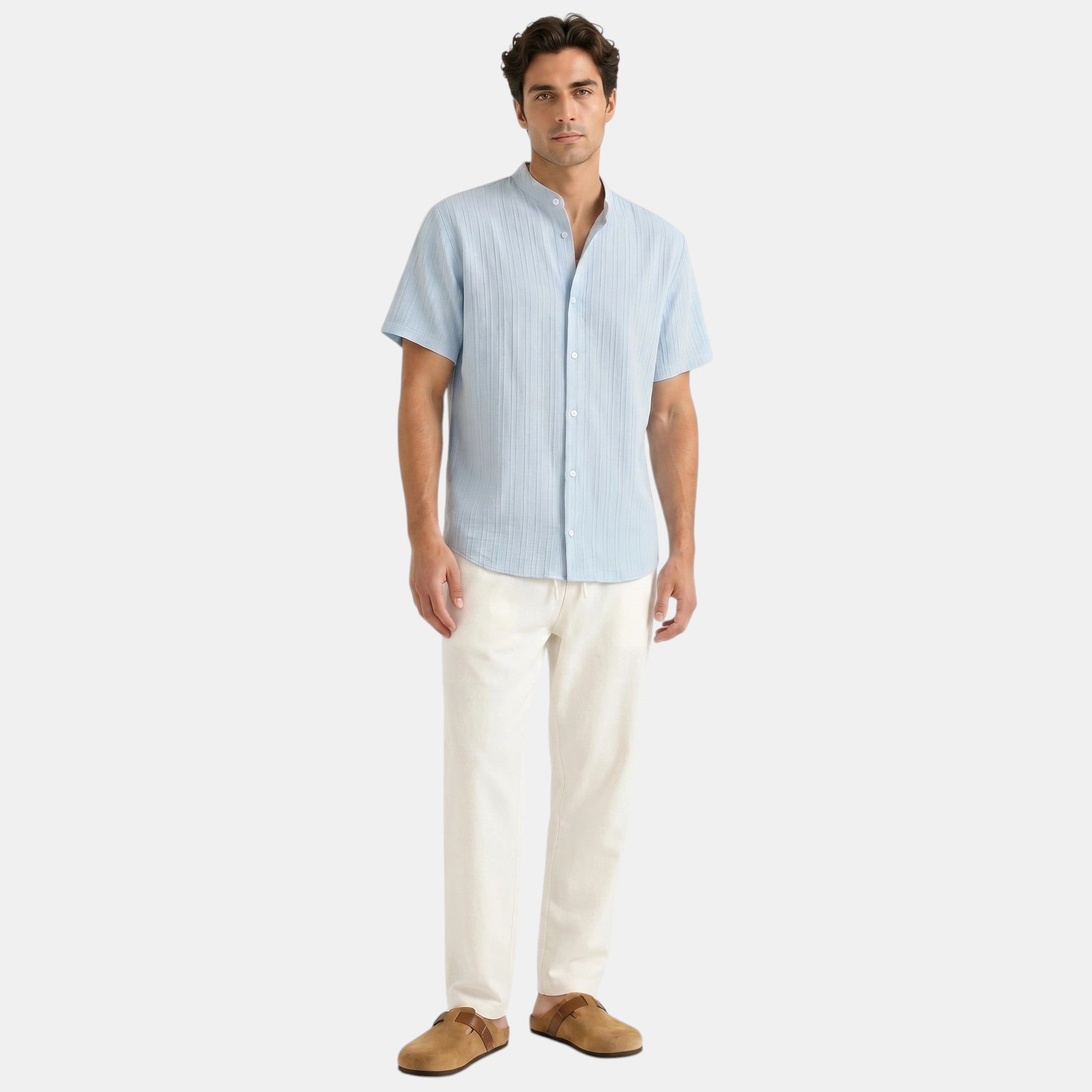 Men's Collar Shirt and Trousers Set