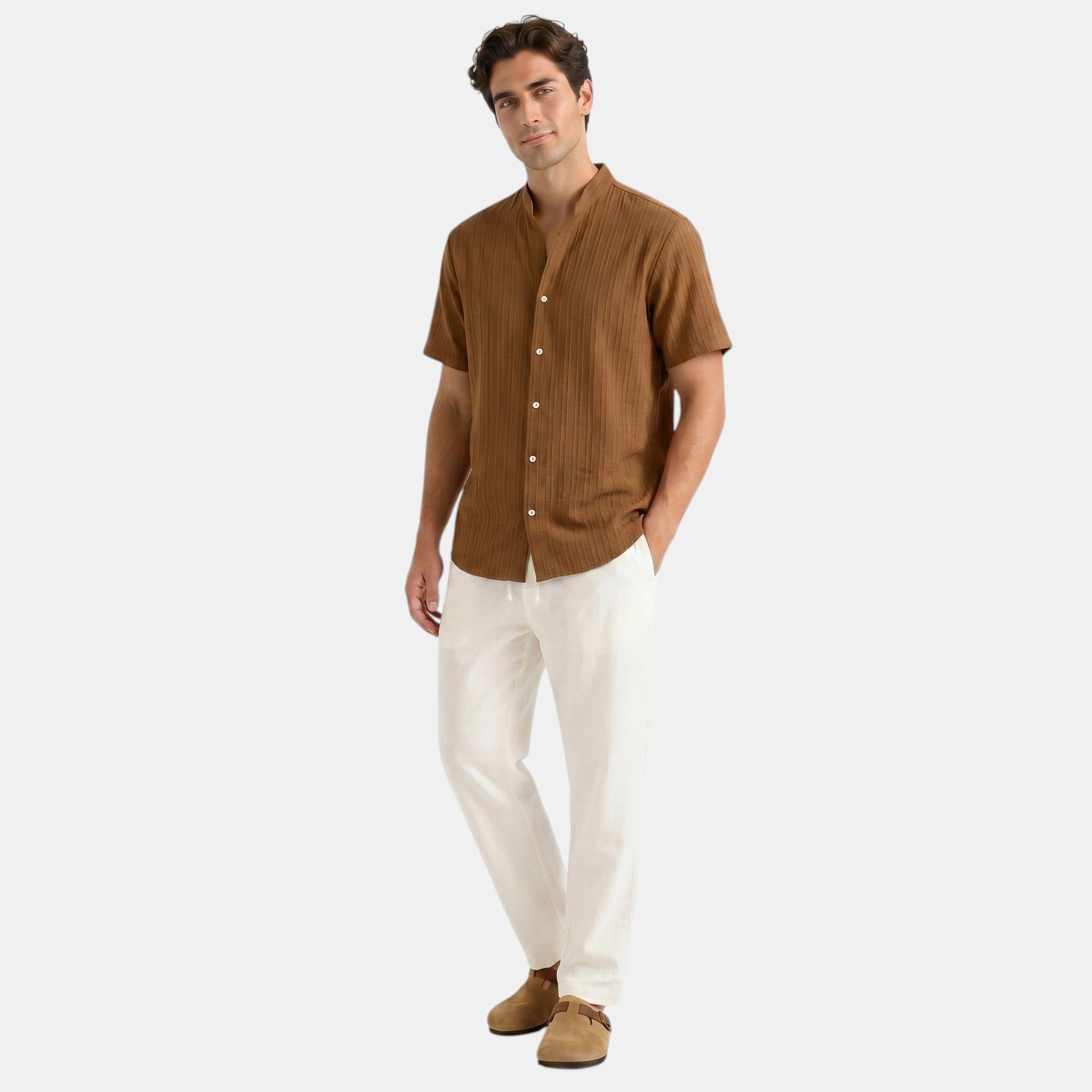 Men's Collar Shirt and Trousers Set